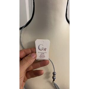 G Accessories Silver Tone Beaded Necklace with Gray Pearls Layered